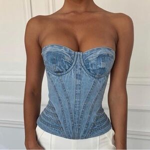 House of CB denim corset top
